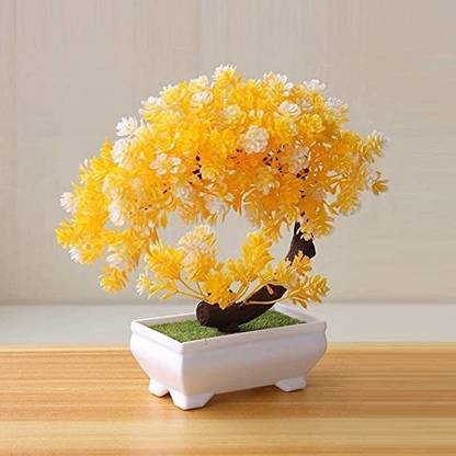 WhiteAsh Orange Bonsai Wild Artificial Plant with Pot