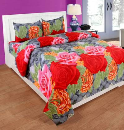 Ikrit enterprises Polycotton Double Flat 160 TC 3D Printed Bedsheet