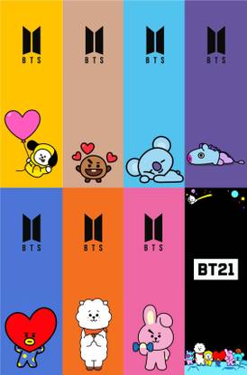 ADI GRAFIX BTS BT 21 Aesthetic Bookmarks (Pack of 8) Laminated Single Side Print Laminated Paperback Bookmark