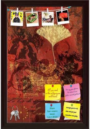 Artzfolio Ginkgo Leaf & Cherub Notice Pin Board Soft Board with Push Pins Cork Bulletin Board