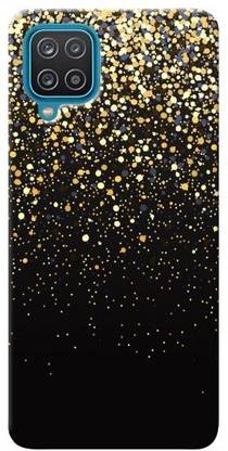 Thermobeans Back Cover for Shining Gold Glitter (Black) Design Printed for, Samsung Galaxy M12, Galaxy A12, F12
