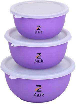Zaib microwave safe steel bowl set with Lid food container serving bowls Pack of 3 Serve Casserole Set