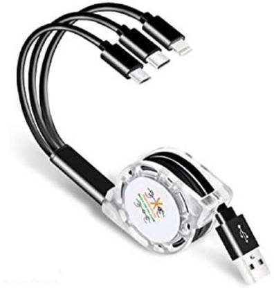 keeva Micro USB Cable 2 A 1.2 m 3 In 1 USB Fast Charger Cord with 1.2 m Lightning Cable