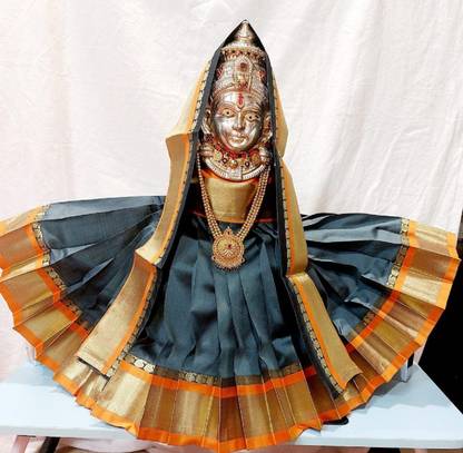 AlbaFasshon Navratri Devi (Grey) Kalash Saree, Mata Rani, Maa Laxmi, Durga and Saraswati Dress Dress