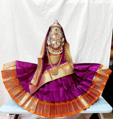 AlbaFasshon Navratri Kalash Silk Saree(Purple), Maa Durga, Laxmi, Saraswati Dress Dress