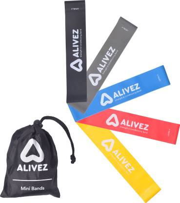 Alivez Mini Loop Resistance Bands with Carry Bag, Set of 5 Resistance Band
