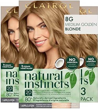 Clairol Natural Instincts Semi-Permanent Hair Dye, 8G Medium Golden Blonde Hair Color , Golden