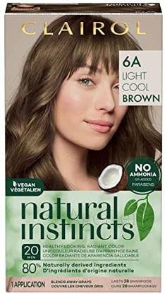 Clairol Natural Instincts Semi-Permanent Hair Dye, 6A Light Cool Brown Hair Color , Golden