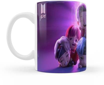 Dezzbee BTS 3D Cartoons Bangtan Sonyeondan Kpop Music Band Printed Ceramic Ceramic Coffee Mug