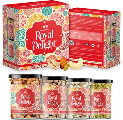 Greenfinity Royal Delight Premium Dry Fruit Collection Almonds, Cashews, Raisins, Pistachios