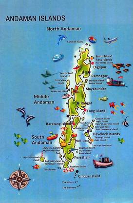 Andaman And Nicobar Islands Map Multicolour Photo Paper Print Poster Photographic Paper Photographic Paper