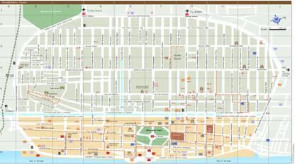 Pondicherry Map Multicolour Photo Paper Print Poster Photographic Paper Photographic Paper
