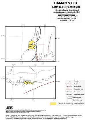 Daman And Diu Map Multicolour Photo Paper Print Poster Photographic Paper Photographic Paper