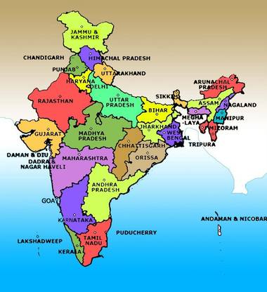 India Map Multicolour Photo Paper Print Poster Photographic Paper Photographic Paper