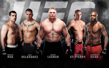 Sports MMA Ultimate Fighting Championship Mma Brock Lesnar Cain Velasquez Shogun Georges St-pierre Anderson Silva Wall Poster Paper Print on fine art paper 13x19 Fine Art Print