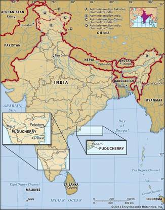 Pondicherry Map Multicolour Photo Paper Print Poster Photographic Paper Photographic Paper