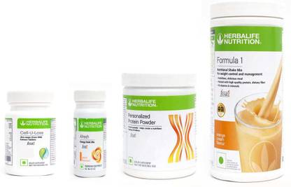 Herbalife Nutrition FORMULA-1SHAKE ORANGE CREAM-+PROTEIN POWDER 200+AFRESH -PEACH-+CELL U LOSS -90 Protein Shake