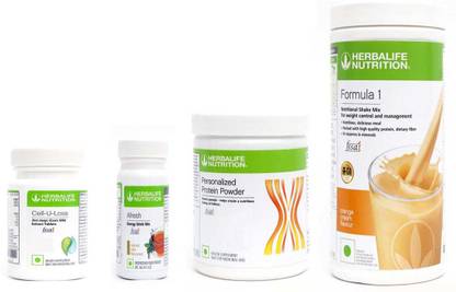 Herbalife Nutrition FORMULA-1SHAKE ORANGE CREAM-+PROTEIN POWDER 200+AFRESH -TULSI-+CELL U LOSS -90 Protein Shake