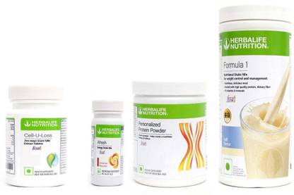 Herbalife Nutrition FORMULA-1SHAKE KULFI-500+PROTEIN POWDER 200+AFRESH -CINNAMON-+CELL U LOSS -90 Protein Shake
