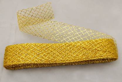 Just Flowers 2Inch Golden Mesh Net Ribbon for Flower Making, Decoration, Gift Packing Gold Nylon Ribbon