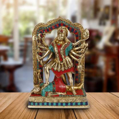 Kartique Brass Maa Kali Statue Adi Shakti Ma Goddess Murti Idol Aadya Chamunda Kamakshi Decorative Showpiece  -  27.94 cm