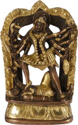 Kartique Brass Maa Kali Statue Adi Shakti Ma Goddess Murti Idol Aadya Chamunda Kamakshi Decorative Showpiece  -  17.145 cm