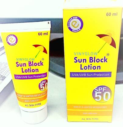 VINYGLOW Sunscreen - SPF 50 PA++ SUNBLOCK LOTION 50 ++ SPF 60 ML PACK OF 2