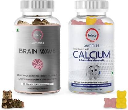 TEFETY Calcium & Brain Wave Gummies Combo