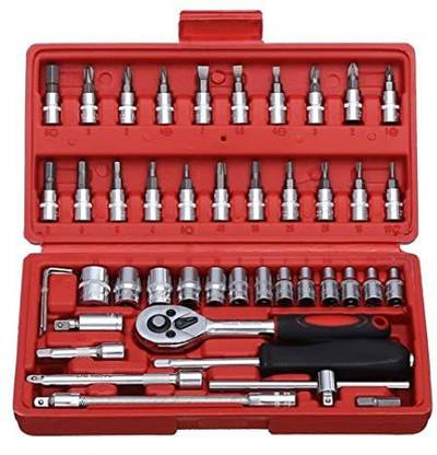 MENETOR 46 Pic Socket Wrench Set, 21- Bit Sockets: SL 4,5,5,7 PH 1,2,3 PZ1,2,3 Socket Set