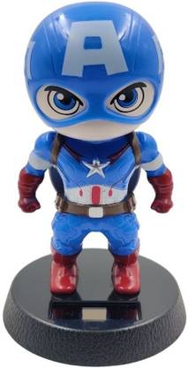 kawaii kart Cute Chibi Captain-America Action Figure Solar Bobblehead | Size - 13 cm