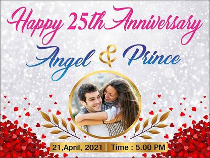 Sudha Ad Print Happy Anniversary Party Background Banner with Photo & Years-Red(4ft W X 3ft H) Banner