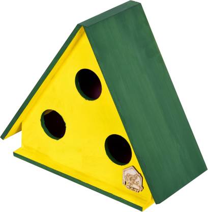 Cket Bird House Nest Bird breeding Box Triangle with Divided Holes For Small Birds Bird House