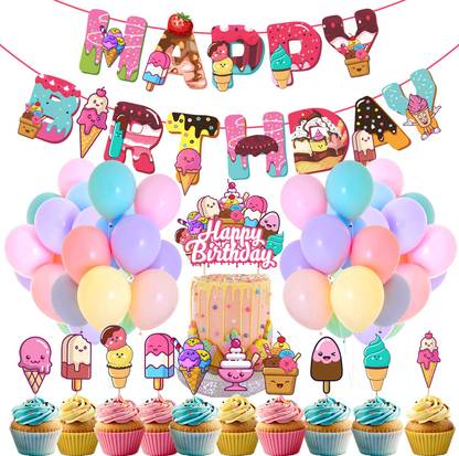 ZYOZI Ice Cream Party Favor Decorations, Ice Cream Theme Party Supplies( Pack of 37)