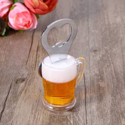 Toyshala Acrylic Beer Glass Design Fridge Magnet Bottle Opener (Standard Size, Yellow) Bottle Opener