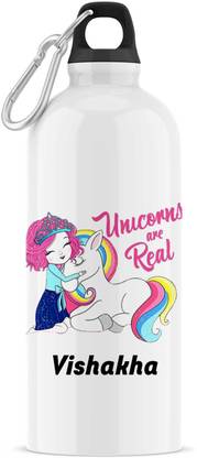 ARTBUG Unicorn Sipper/Water Bottle - Best Birthday Gift for Kids, Name - Vishakha 600 ml Sipper