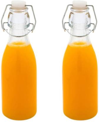 TOMATUS Airtight Rubber Seal Flip Caps, Clear Swing Top Glass Bottles for Home(Round) 250 ml Bottle