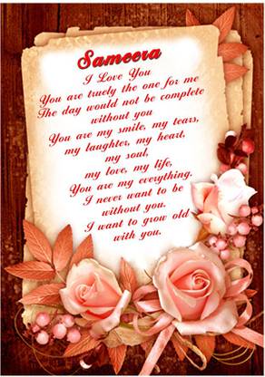 Midas Craft I Love You Sameera Love Letter Quotes 24 Greeting Card