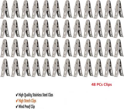 Fashion Bizz 48 Cloth Peg/ Drying Pins for Hanger/Rods/Ropes Stainless Steel Cloth Clips