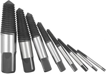 kts12 8pcs Broken Bolt Screw Extractor Remover Set Easy Out Drill Bits Tools Kits for Faucet Triangular Valve with Plastic Case