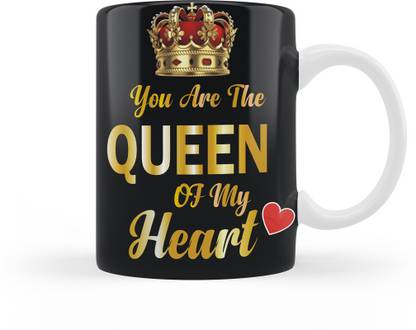 KANHACRAFTS You are the king of My Queen Ceramic Coffee (325 ml, Pack of 1) Ceramic Coffee Mug