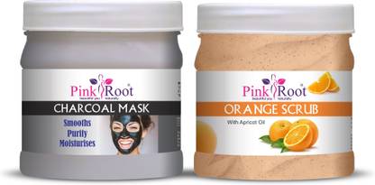 Pink Root Charcoal Mask 500g with Orange Scrub 500g