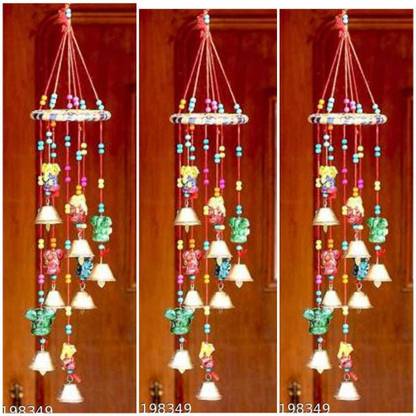khushbu handicrafts Multicolor Rajasthani Ganesha round Wind Chimes For Home Decor Decorative Showpiece  -  25 cm