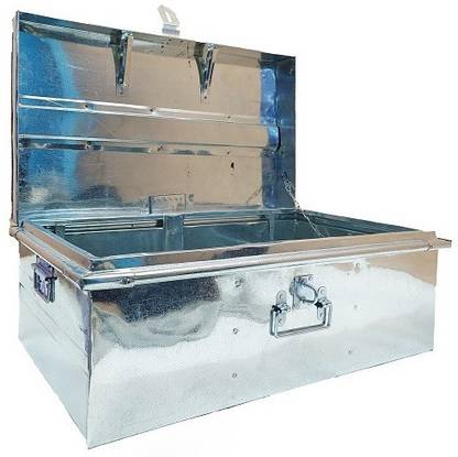 KRSNA Stainless Steel Trunk Box Storage Metal ( Baksha ) Metal Trunk
