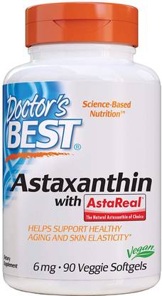 Doctor's Best Astaxanthin, Non-GMO, Soy Free, Powerful Antioxidant, 6 mg, 90 Veggie Softgels