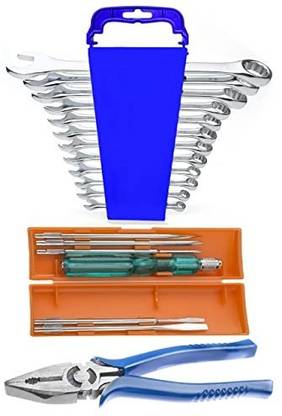 JMD Tools Best quality Tool Kit 12 pcs wrenches, screwdriver 5 and one plier combination Double Sided Combination Wrench