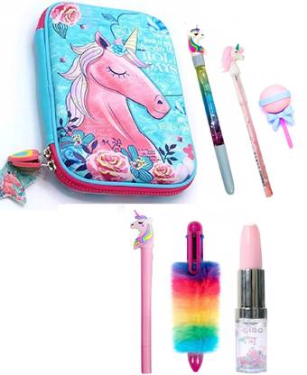 Neel Combo of Unicorn Stationery Set,-Pen, Pencil, Diary, Pouch, Eraser for Kids-7pcs