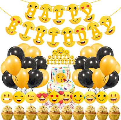 ZYOZI Emoji Birthday Decorations for Birthday,Emjoi Theme Party for Kids(Pack of 37)