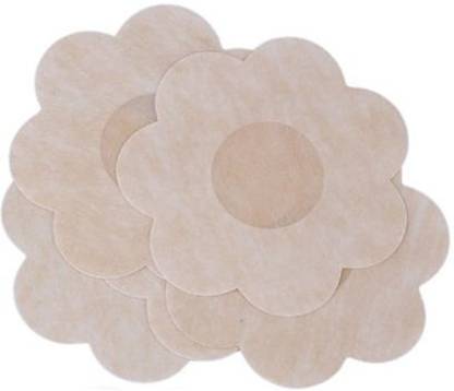 PLUMBURY 5 Pair Ultra Thin Nipple Pasties Cover/ Bra Pad Patches /Self Adhesive Sticker Cotton Peel and Stick Bra Petals Cotton Peel and Stick Bra Petals