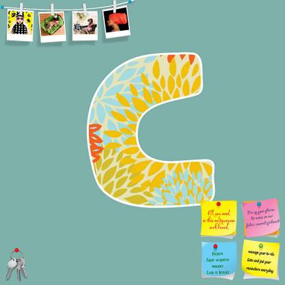 Artzfolio Floral Letter C Notice Pin Board Soft Board with Push Pins Cork Bulletin Board