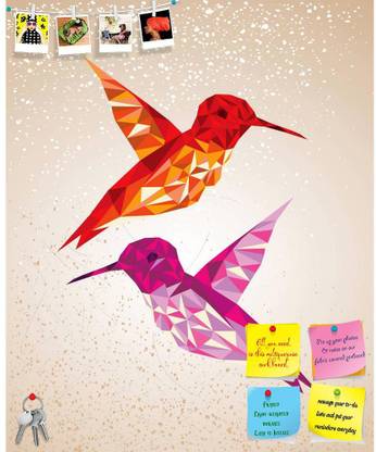 Artzfolio Abstract Humming Birds Triangles Shapes Notice Pin Board Soft Board Cork Bulletin Board